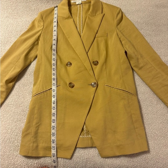 Veronica Beard Nisha Double Breasted Blazer Vintage Yellow Linen Jacket - Picture 8 of 16